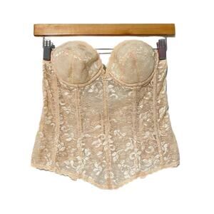 Vintage Carnival Lace Corset Bustier Size 34B Romantic Beige USA union Made